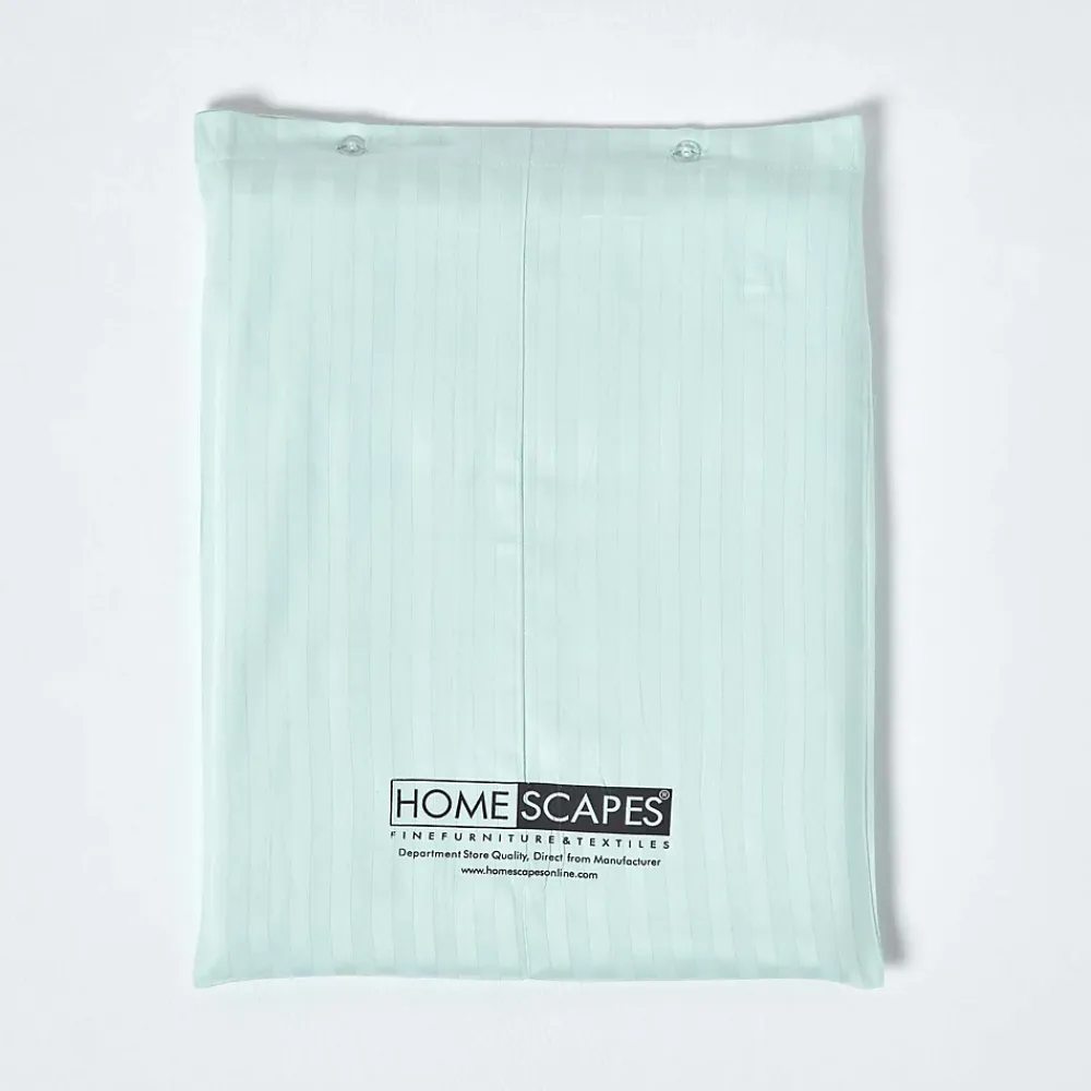Homescapes Drap plat satin rayé en coton égyptien 330 fils bleu, 178x255 cm -* Drap Plat
