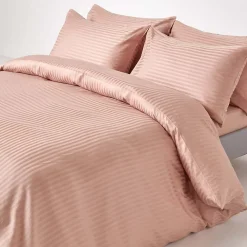Homescapes Drap plat satin rayé en coton égyptien 330 fils taupe, 180x290 cm -* Drap Plat