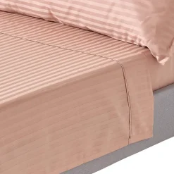 Homescapes Drap plat satin rayé en coton égyptien 330 fils taupe, 180x290 cm -* Drap Plat