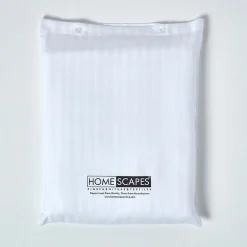 Drap plat satin rayé en coton égyptien 330 fils blanc, 230x255 cm -><noscript><img width=