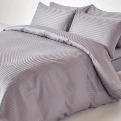 Homescapes Drap plat satin rayé en coton égyptien 330 fils gris, 270x300 cm -* Drap Plat