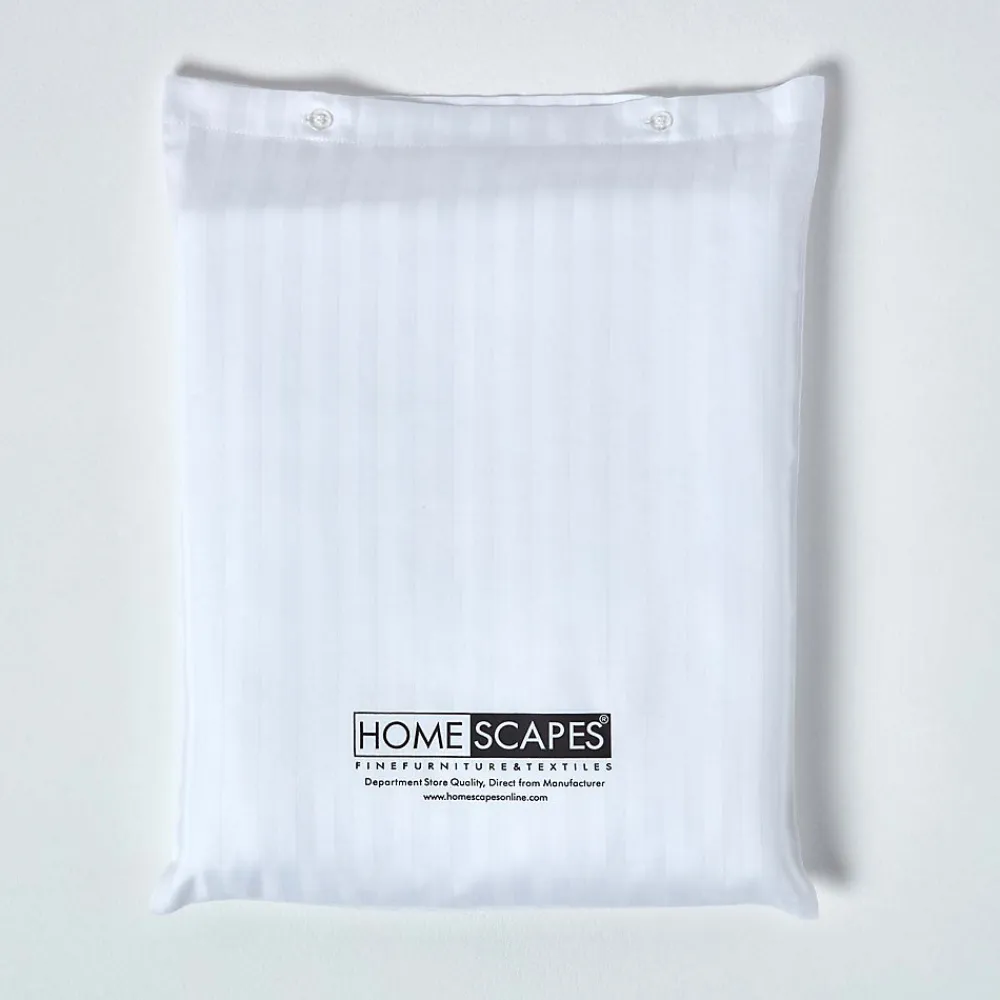 Drap plat satin rayé en coton égyptien 330 fils blanc, 240x275 cm ->Homescapes Online