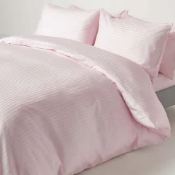 Drap plat satin rayé en coton égyptien 330 fils violet, 230x255 cm -><noscript><img width=