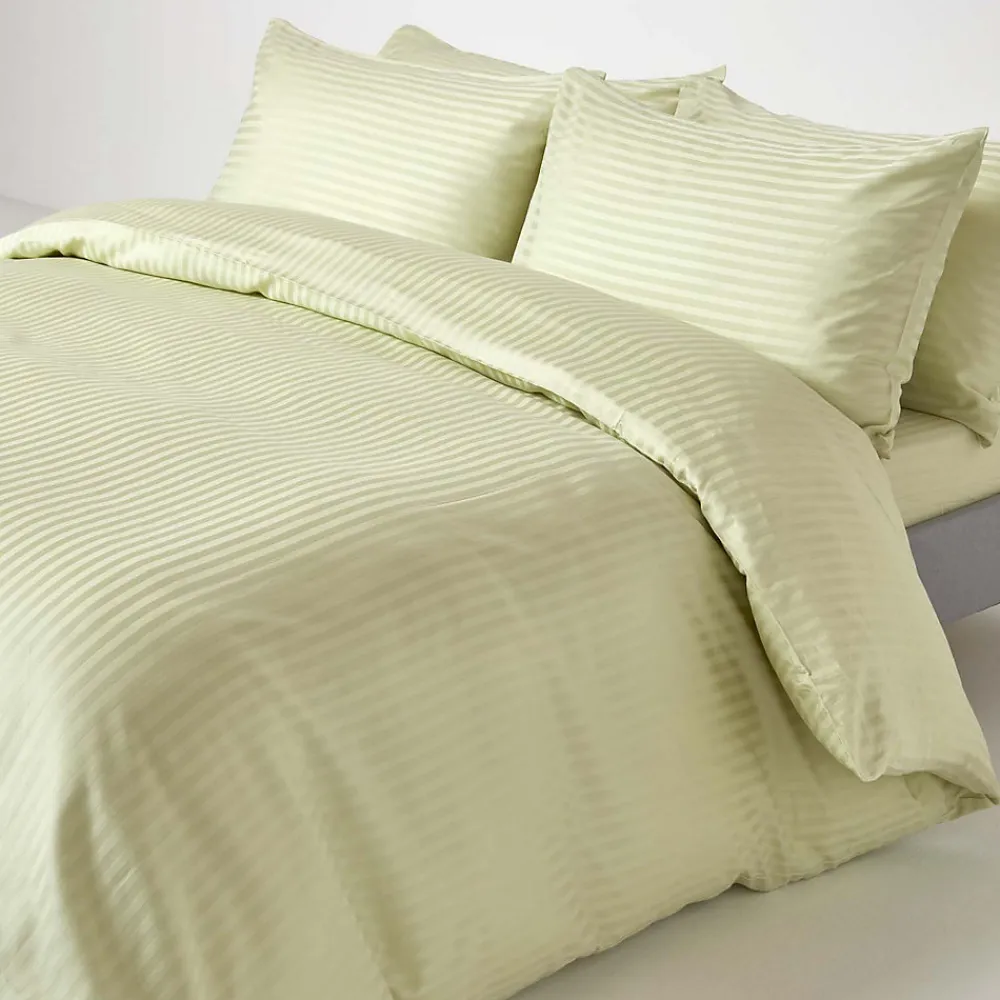 Drap plat satin rayé en coton égyptien 330 fils vert sauge, 178x255 cm ->Homescapes Hot