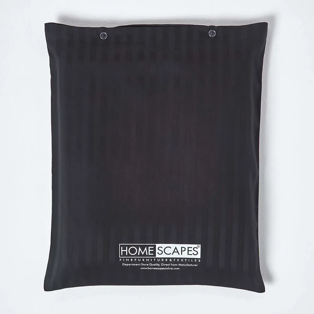 Homescapes Drap plat satin rayé en coton égyptien 330 fils noir, 275x275 cm -* Drap Plat