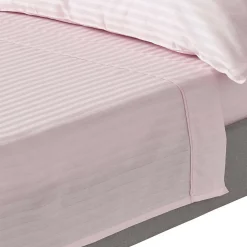 Drap plat satin rayé en coton égyptien 330 fils violet, 240x275 cm ->Homescapes Best