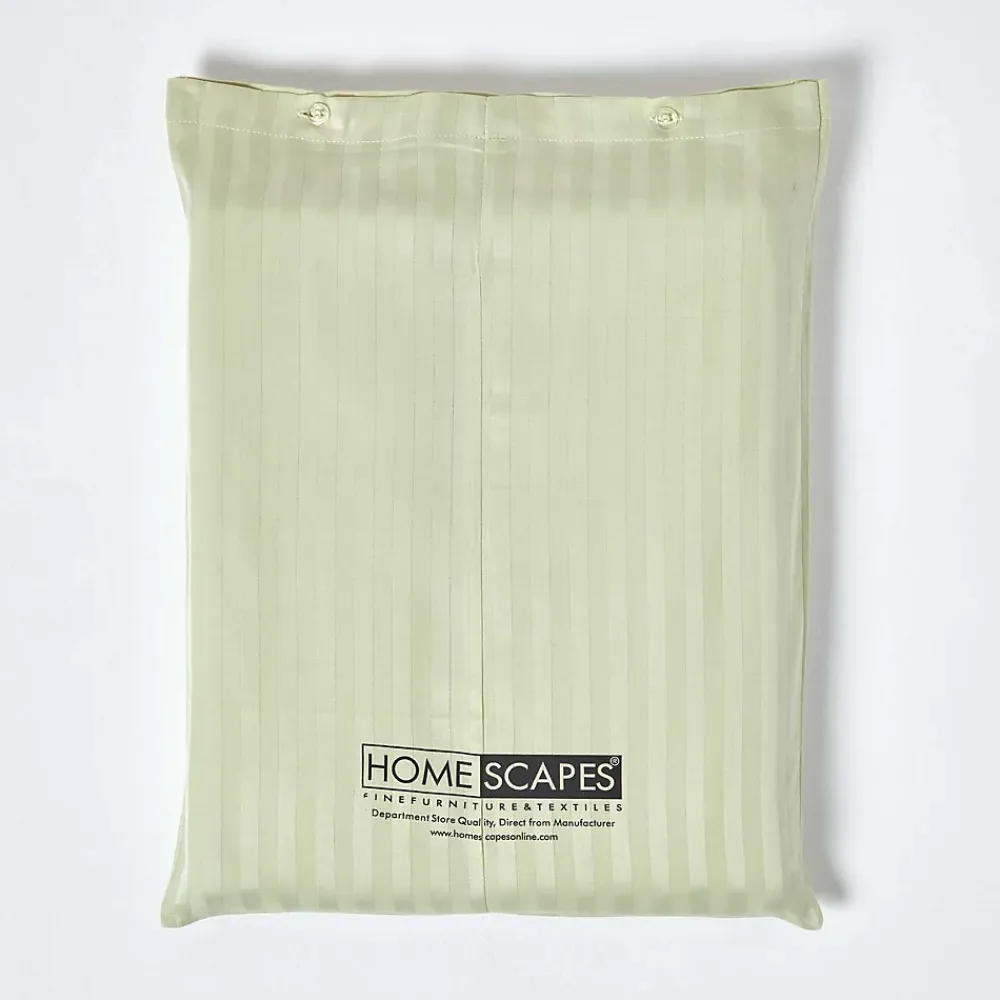 Homescapes Drap plat satin rayé en coton égyptien 330 fils vert sauge, 230x255 cm -* Drap Plat