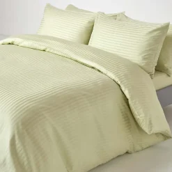Homescapes Drap plat satin rayé en coton égyptien 330 fils vert sauge, 230x255 cm -* Drap Plat