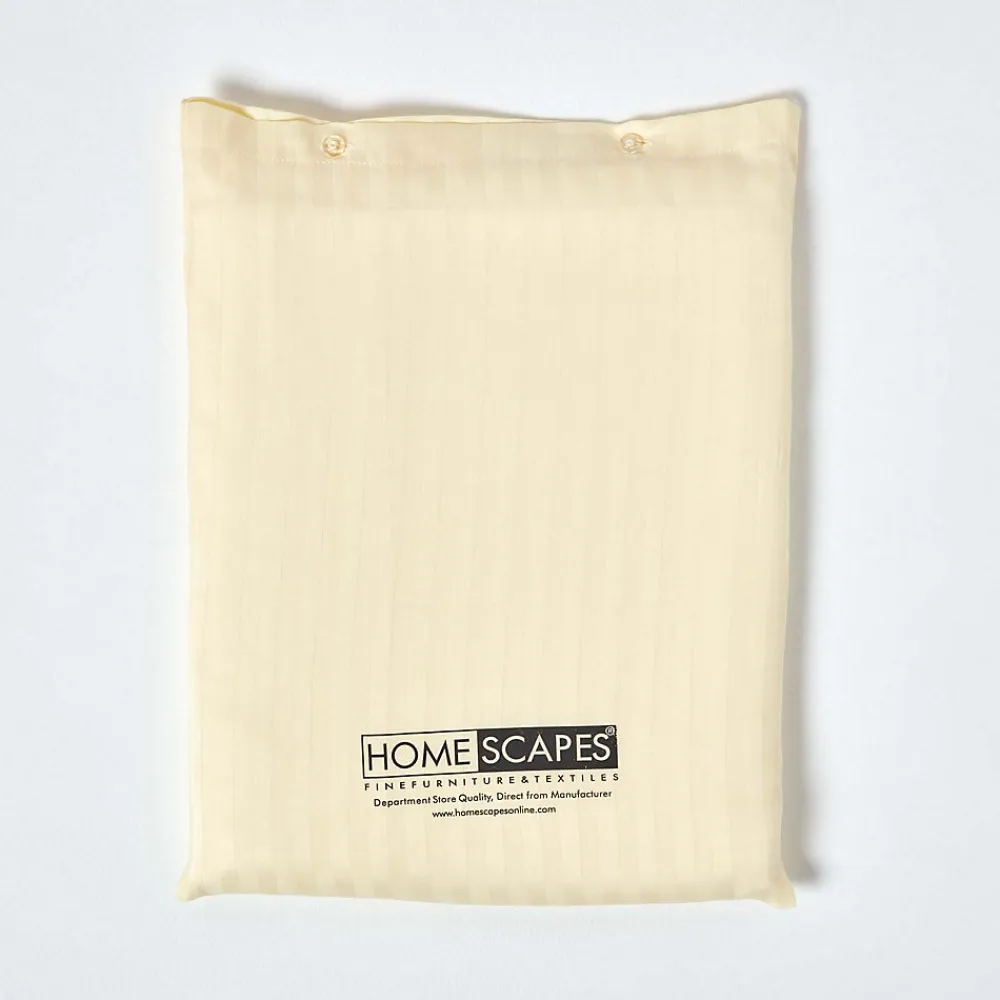 Drap plat satin rayé en coton égyptien 330 fils jaune pâle, 230x255 cm ->Homescapes Online