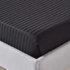 Homescapes Drap plat satin rayé en coton égyptien 330 fils noir, 180x290 cm -* Drap Plat