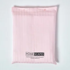 Drap plat satin rayé en coton égyptien 330 fils rose, 275x275 cm -><noscript><img width=