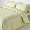 Homescapes Drap plat satin rayé en coton égyptien 330 fils vert sauge, 240x300 cm -* Drap Plat