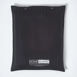 Drap plat satin rayé en coton égyptien 330 fils noir, 240x275 cm -><noscript><img width=