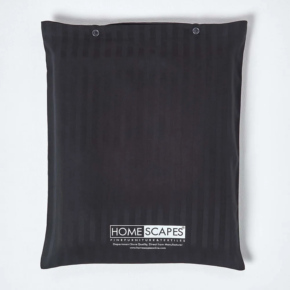 Drap plat satin rayé en coton égyptien 330 fils noir, 240x275 cm ->Homescapes Online
