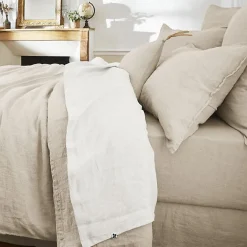 Drap plat "Soline" toutes dimensions Lin lavé - Soline Craie - 240 x 300 cm pour lit 2 places>L'Effet Papillon Hot