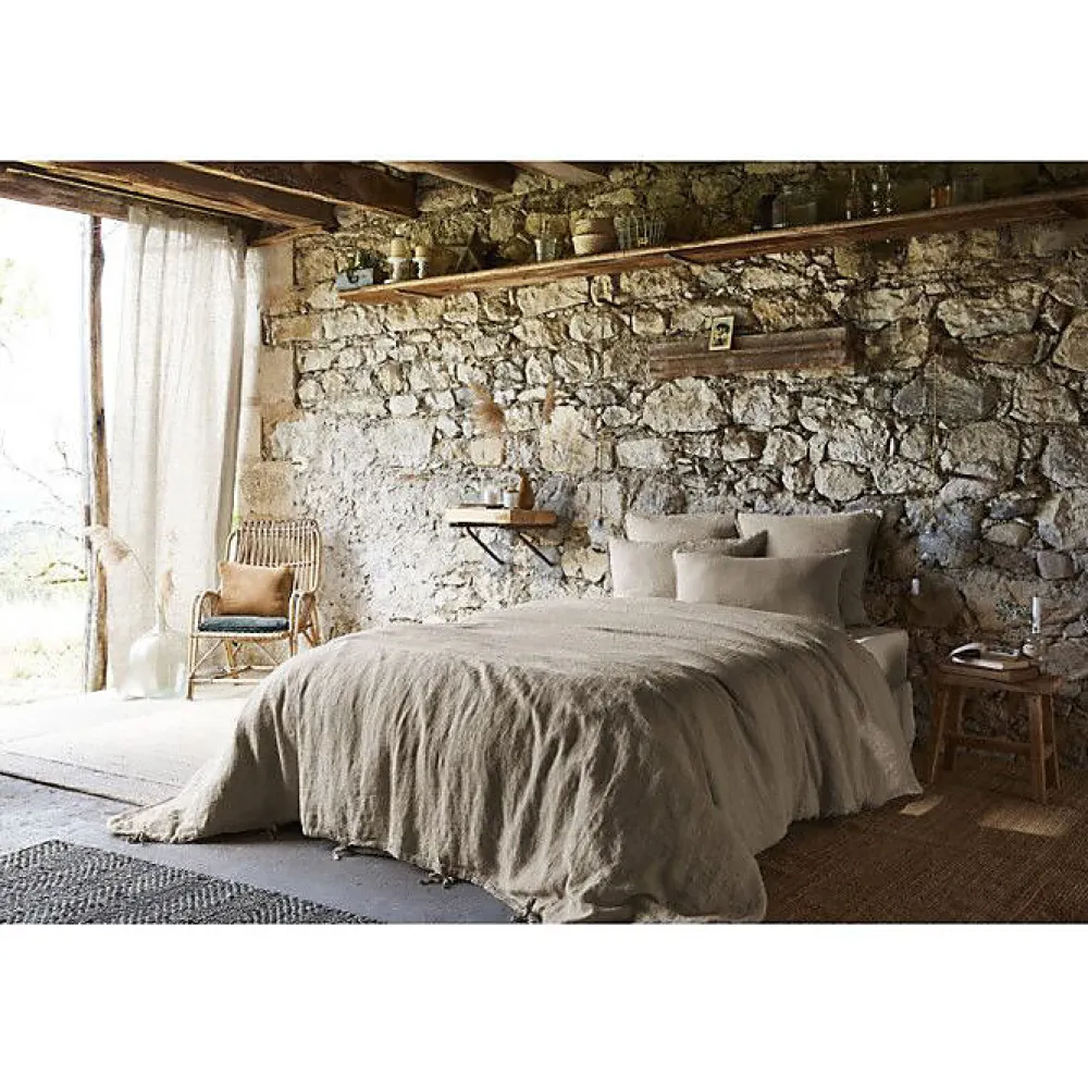 Drap plat "Soline" toutes dimensions Lin lavé - Soline Sable - 270 x 300 cm pour lit King size>L'Effet Papillon Clearance