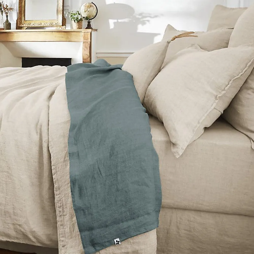 Drap plat "Soline" toutes dimensions Lin lavé - Soline Ardoise - 270 x 300 cm pour lit King size>L'Effet Papillon Online