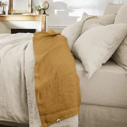 Drap plat "Soline" toutes dimensions Lin lavé - Soline Caramel - 270 x 300 cm pour lit King size>L'Effet Papillon Sale