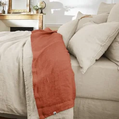 Drap plat "Soline" toutes dimensions Lin lavé - Soline Paprika - 270 x 300 cm pour lit King size>L'Effet Papillon Clearance