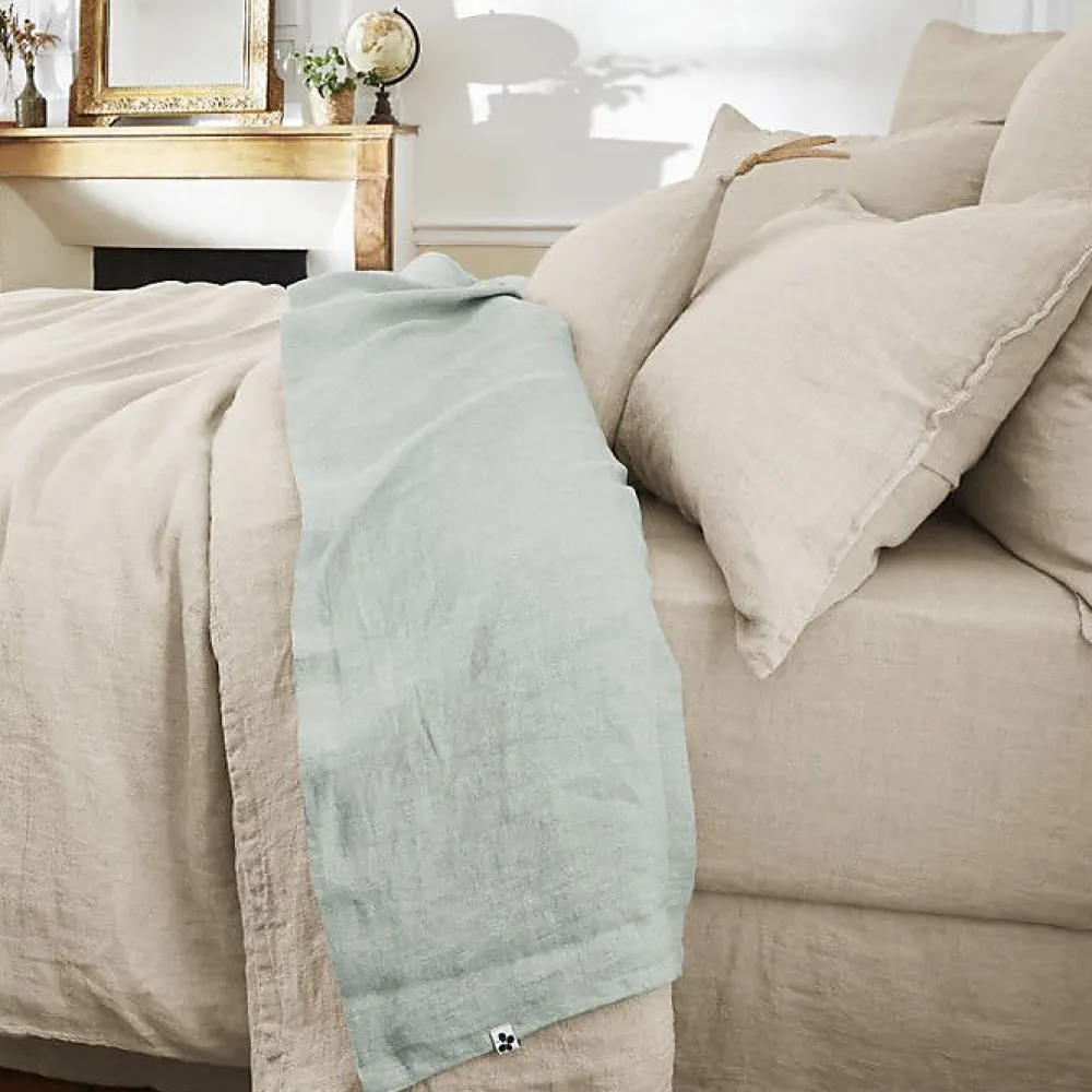 Drap plat "Soline" toutes dimensions Lin lavé - Soline Eucalyptus - 270 x 300 cm pour lit King size>L'Effet Papillon Best