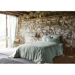 Drap plat "Soline" toutes dimensions Lin lavé - Soline Eucalyptus - 270 x 300 cm pour lit King size>L'Effet Papillon Best