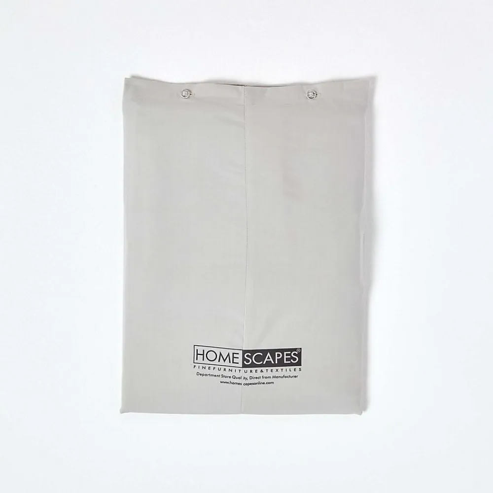Drap plat uni 100 % coton égyptien 200 fils gris argent, 230x255 cm ->Homescapes Best