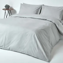 Homescapes Drap plat uni 100 % coton égyptien 200 fils gris argent, 178x255 cm -* Drap Plat