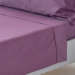 Drap plat uni 100 % coton égyptien 200 fils violet, 270x300 cm ->Homescapes Online