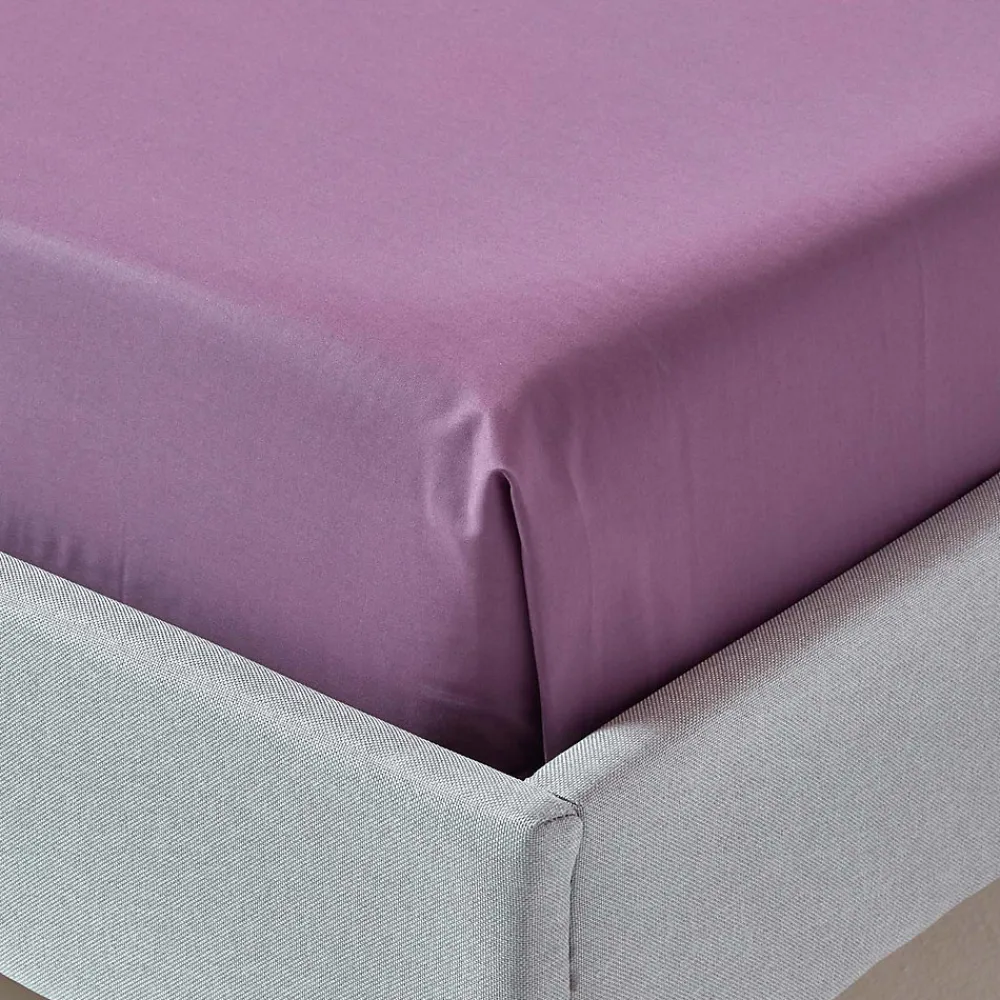 Drap plat uni 100 % coton égyptien 200 fils violet, 270x300 cm ->Homescapes Online