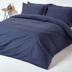 Homescapes Drap plat uni 100 % coton égyptien 200 fils bleu marine, 240x275 cm -* Drap Plat
