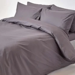 Drap plat uni 100 % coton égyptien 200 fils gris foncé, 180x290 cm -><noscript><img width=