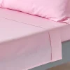 Drap plat uni 100 % coton égyptien 200 fils rose, 230x255 cm ->Homescapes Clearance