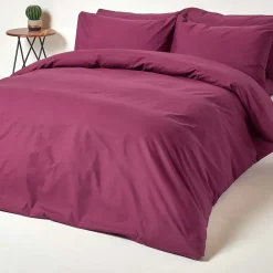 Drap plat uni 100 % coton égyptien 200 fils bordeaux, 270x300 cm -><noscript><img width=