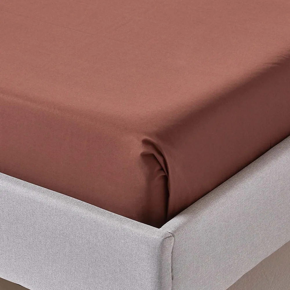 Homescapes Drap plat uni 100 % coton égyptien 200 fils marron chocolat, 230x255 cm -* Drap Plat