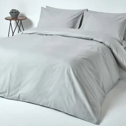 Drap plat uni 100 % coton égyptien 200 fils gris argent, 240x275 cm -><noscript><img width=