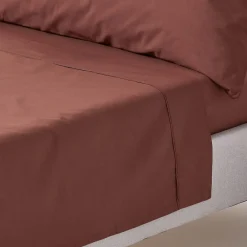 Homescapes Drap plat uni 100 % coton égyptien 200 fils marron chocolat, 178x255 cm -* Drap Plat