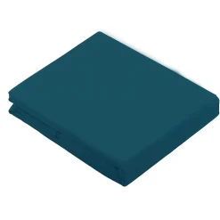 Tradilinge Drap Plat Uni en 100 % Coton (240x310 cm - Bleu Paon)* Drap Plat