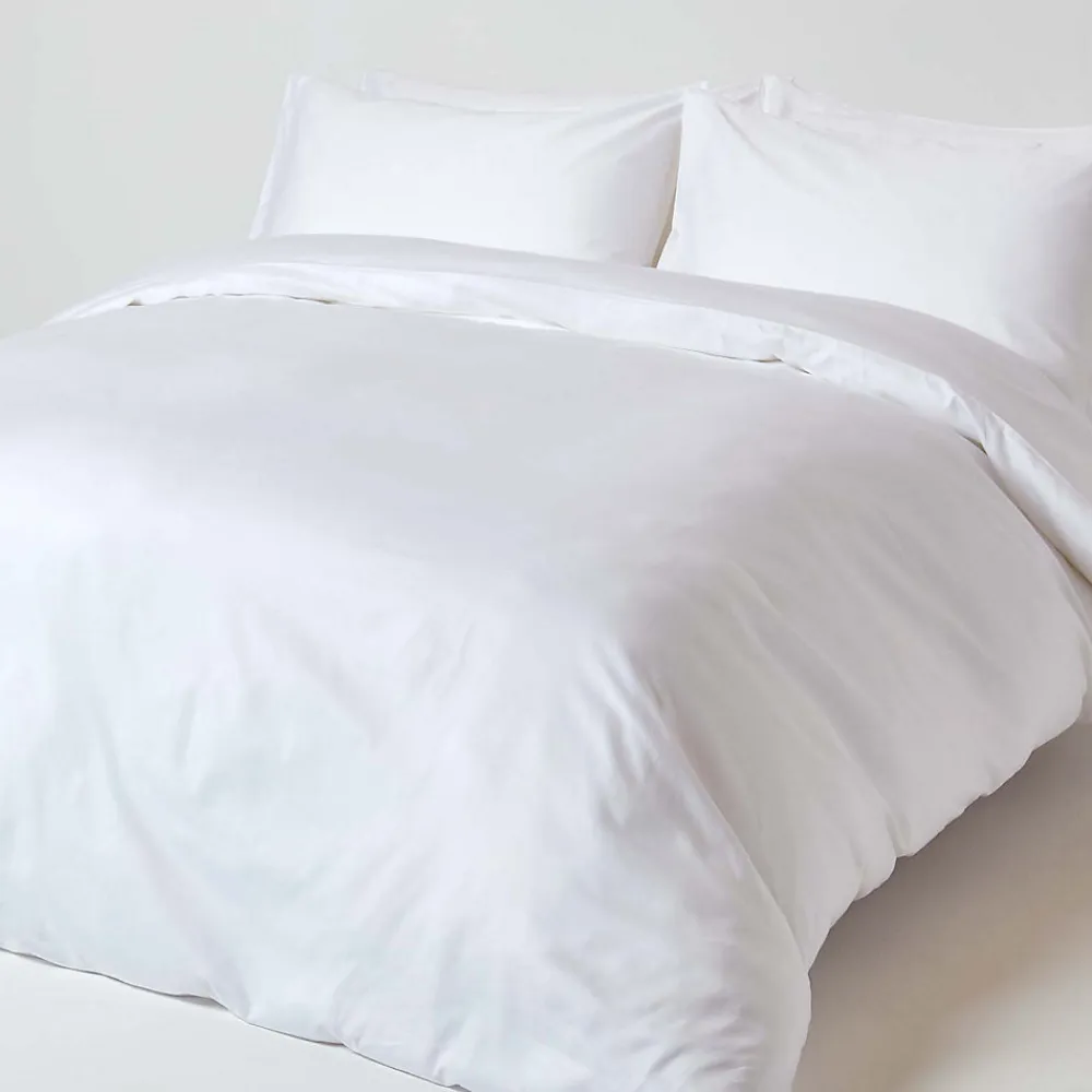 Drap plat uni en coton égyptien bio 400 fils blanc, 180x290 cm ->Homescapes Hot