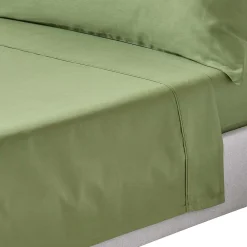 Homescapes Drap plat uni en coton égyptien bio 400 fils vert mousse, 230x255 cm -* Drap Plat