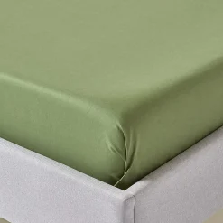 Homescapes Drap plat uni en coton égyptien bio 400 fils vert mousse, 180x290 cm -* Drap Plat