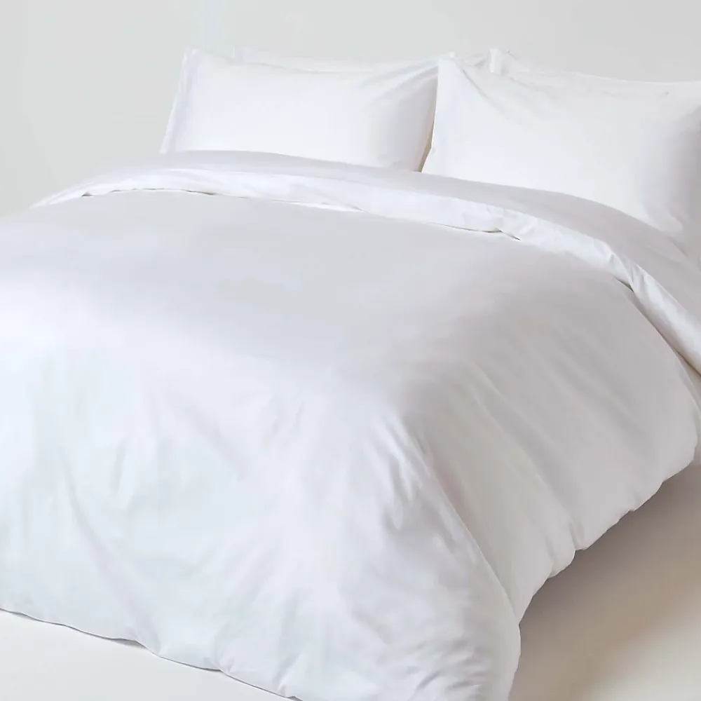 Homescapes Drap plat uni en coton égyptien bio 400 fils blanc, 240x275 cm -* Drap Plat
