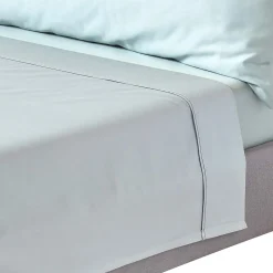 Homescapes Drap plat uni en coton égyptien bio 400 fils bleu givré, 240x300 cm -* Drap Plat