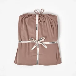 Homescapes Drap plat uni en coton égyptien bio 400 fils marron, 178x255 cm -* Drap Plat
