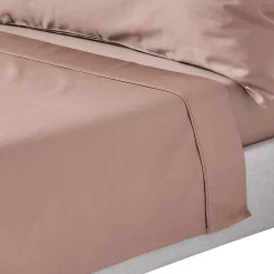 Homescapes Drap plat uni en coton égyptien bio 400 fils marron, 178x255 cm -* Drap Plat