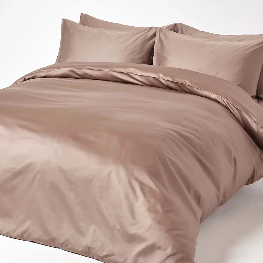 Homescapes Drap plat uni en coton égyptien bio 400 fils marron, 230x255 cm -* Drap Plat