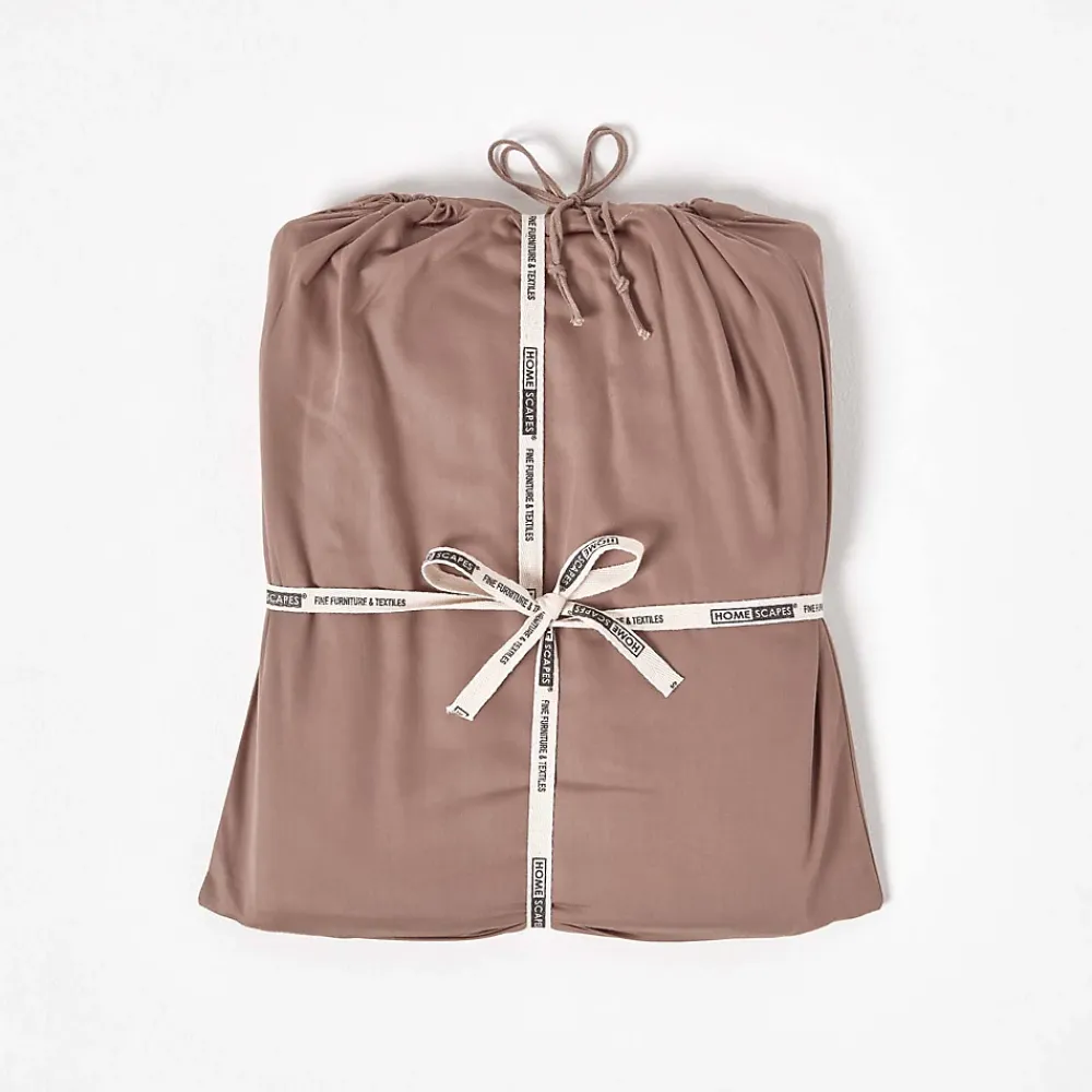 Homescapes Drap plat uni en coton égyptien bio 400 fils marron, 230x255 cm -* Drap Plat