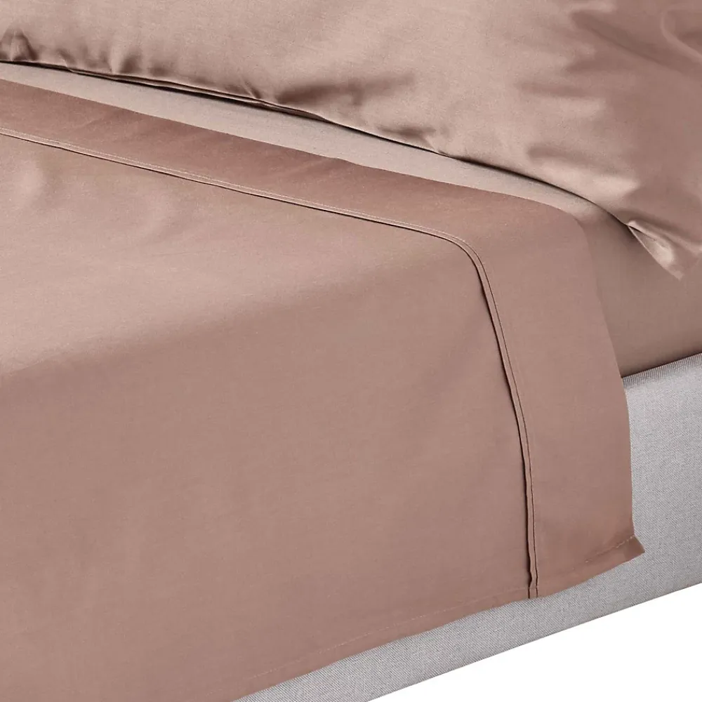 Homescapes Drap plat uni en coton égyptien bio 400 fils marron, 180x290 cm -* Drap Plat