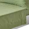 Drap plat uni en coton égyptien bio 400 fils vert mousse, 275x275 cm ->Homescapes Outlet
