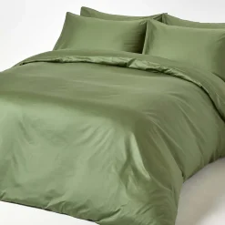 Drap plat uni en coton égyptien bio 400 fils vert mousse, 275x275 cm -><noscript><img width=