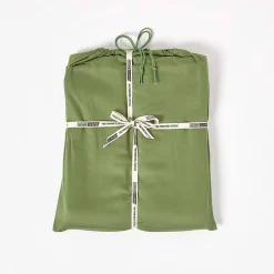 Drap plat uni en coton égyptien bio 400 fils vert mousse, 275x275 cm -><noscript><img width=